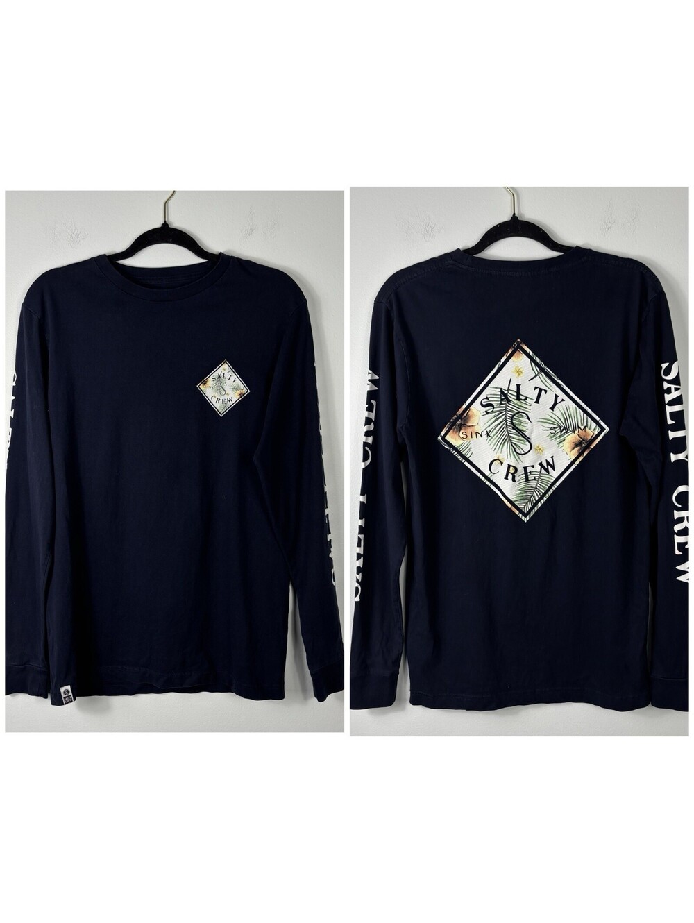 Salty Crew Tippet Men’s Longsleeve T-Shirt Tropical Diamond Logo Sz M Premium